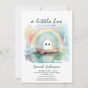 A Little Boo Is On The Way Green Baby Shower  Invitation