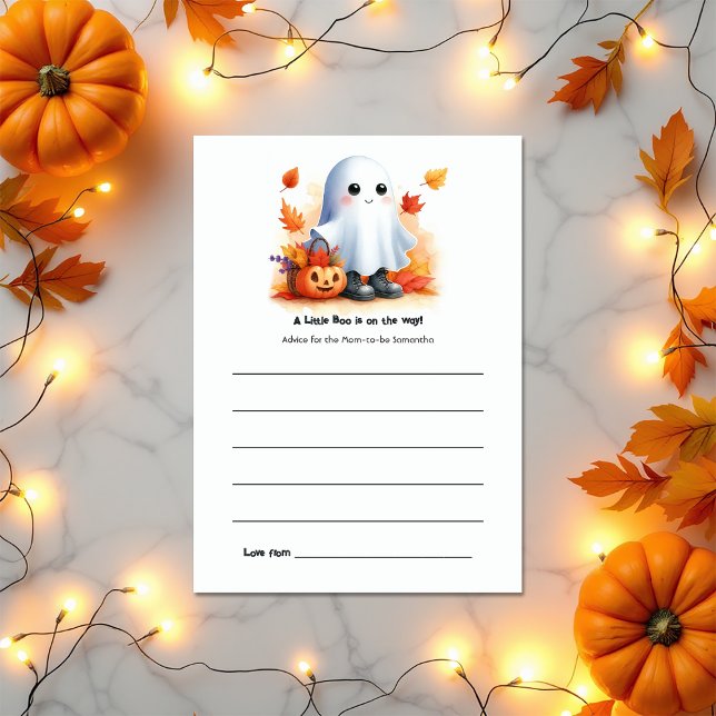 "A Little Boo is on the Way" Halloween Baby Shower Advice Card ("A Little Boo is on the Way" Halloween Baby Shower Advice Card)