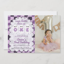 A Little Boo Is One Purple Chequered 1st Birthday 