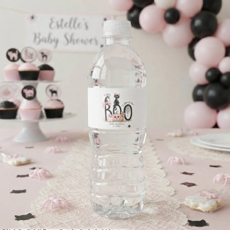 A Little Boo Pink Halloween Pumpkin Cat Spider Web Water Bottle Label
