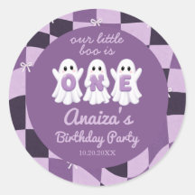 A Little Boo Purple Girl  Birthday Paper Sticker