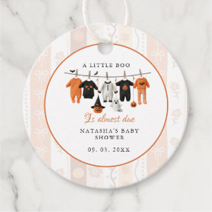 A little bue Halloween is almost due baby shower Favour Tags