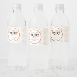 A little bue Halloween is almost due baby shower Water Bottle Label
