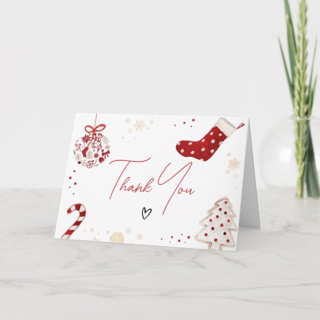 A Little Bundle of Joy Christmas Baby Shower  Thank You Card (Front)