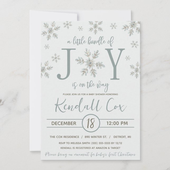 A Little Bundle of Joy is on the Way Baby Shower Invitation (Front)