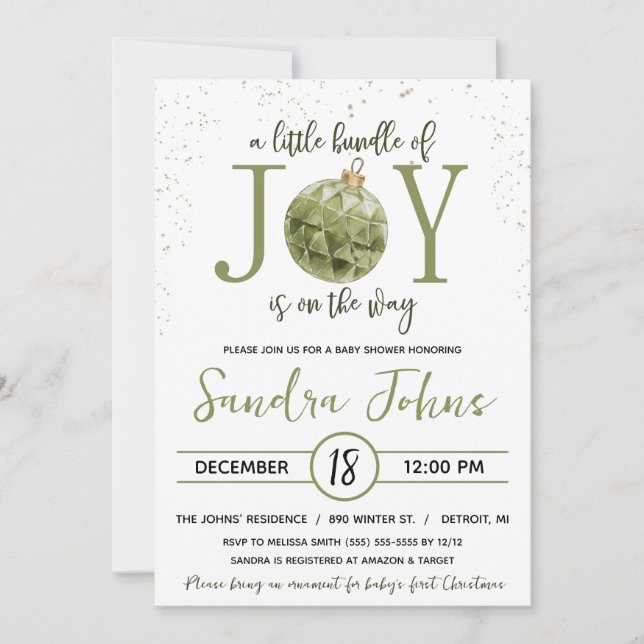 A Little Bundle of Joy is on the Way Baby Shower Invitation (Front)