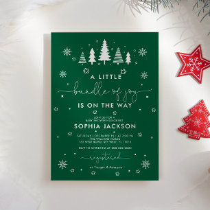 A Little Bundle Of Joy Minimalist Christmas Baby Invitation