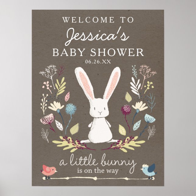 A Little Bunny Baby Shower Welcome Sign Poster (Front)
