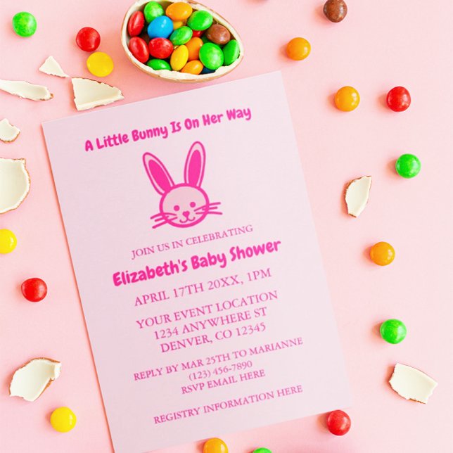 A Little Bunny Is On Her Way Baby Shower Invitation (Creator Uploaded)