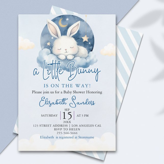 a Little Bunny is on the way Baby Shower Boy Invitation (Creator Uploaded)