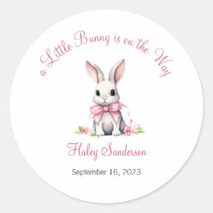 A Little Bunny is on the Way Label, Baby Classic  Classic Round Sticker