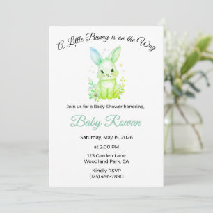 A Little Bunny is on the Way Pastel Olive Green Invitation