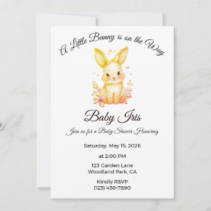 A Little Bunny is on the Way Yellow Neutral Shower Invitation