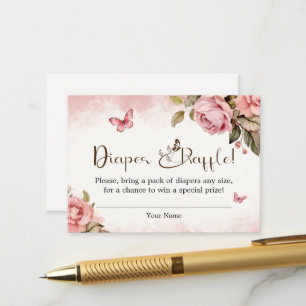 A Little Butterfly Baby Shower Diaper Raffle Enclosure Card