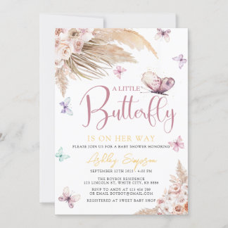 A Little Butterfly Baby Shower Invitation