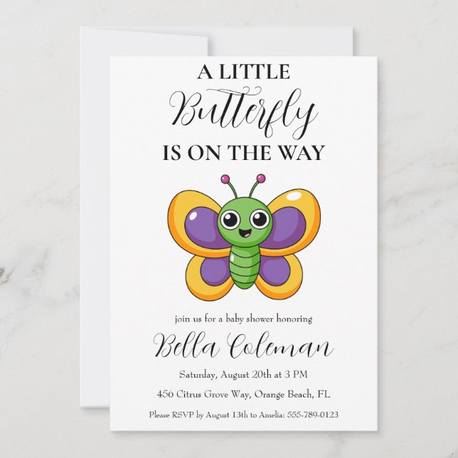 a little butterfly baby shower invitations (Front)