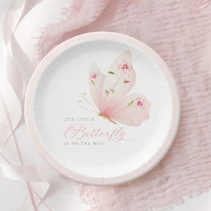 A Little Butterfly Baby Shower Paper Plate