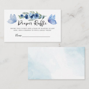 A Little Butterfly Blue Floral Diaper Raffle Enclosure Card