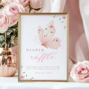 A Little Butterfly Diaper Raffle Table Sign