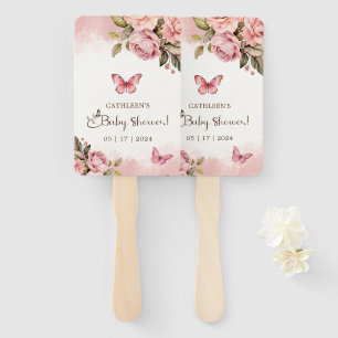A Little Butterfly Floral Baby Shower Hand Fan