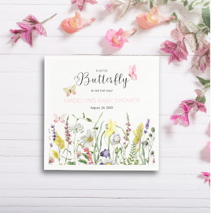 A Little Butterfly Floral Baby Shower Paper Napkin