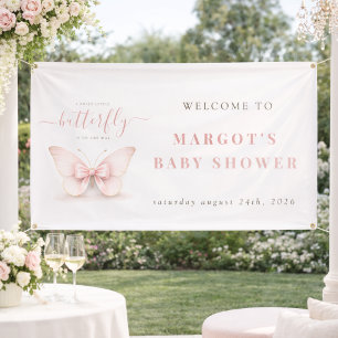 A Little Butterfly Girly Baby Shower Welcome Banner