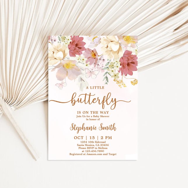 A Little Butterfly Is On Her Way Baby Shower Girl Invitation (Creator Uploaded)