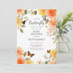 A little butterfly is on her way baby shower  invitation