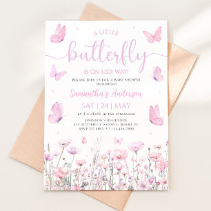 A Little Butterfly Is On Her Way Baby Shower Invitation