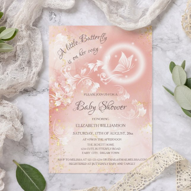  A Little Butterfly Is On Her Way Baby Shower Invitation (Creator Uploaded)