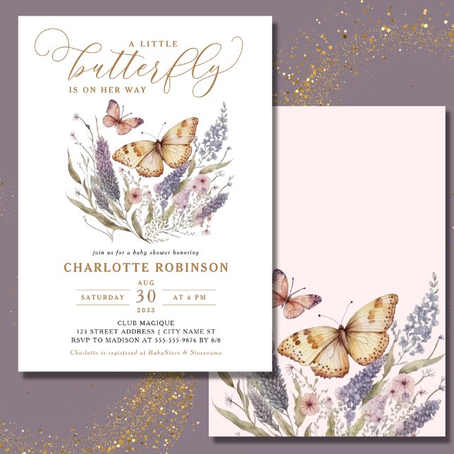 A Little Butterfly Is On Her Way Baby Shower Invitation (Creator Uploaded)