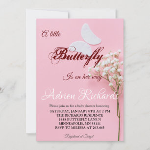 A Little Butterfly Is On Her Way Baby Shower  Invitation