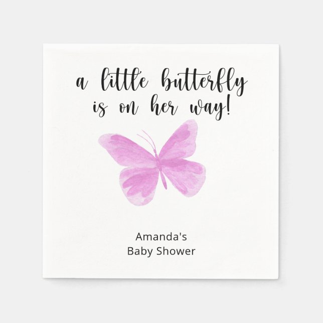 A Little Butterfly is on her way Baby Shower Napkin (Front)