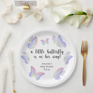 A Little Butterfly is on her way Baby Shower Paper Plate