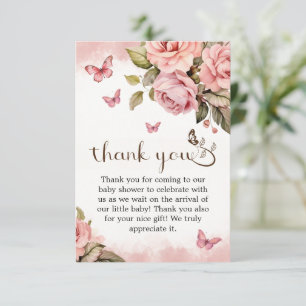 A Little Butterfly Is On Her Way Baby Shower Thank You Card