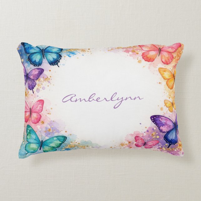 A Little Butterfly Is On It’s Way Glitter Accent Pillow (Front)