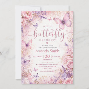 A little butterfly is on its way Baby Shower Invitation