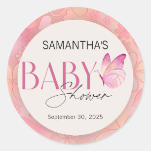 A Little Butterfly is on the Way Baby Shower Classic Round Sticker