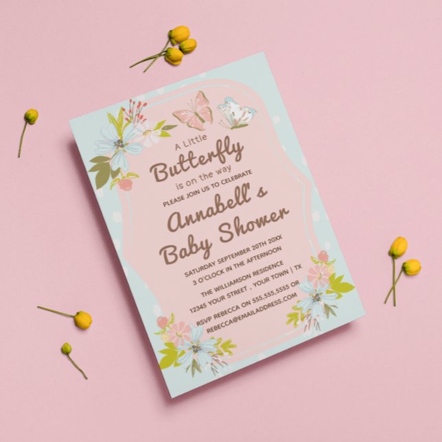 A Little Butterfly is on the way Baby Shower  Invitation (Creator Uploaded)