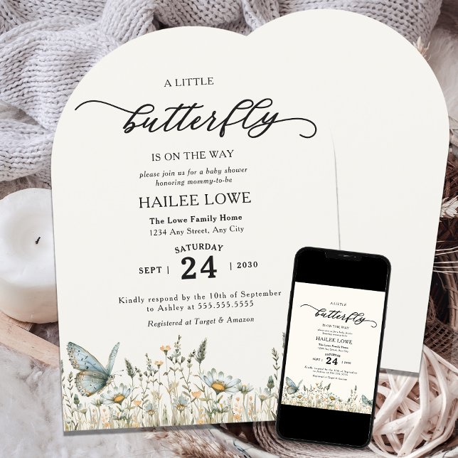 A Little Butterfly Is On The Way Baby Shower Invitation (Creator Uploaded)