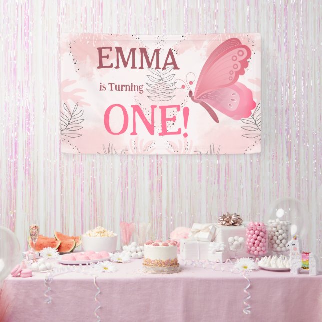 A Little Butterfly is Turning One! Banner (Party)