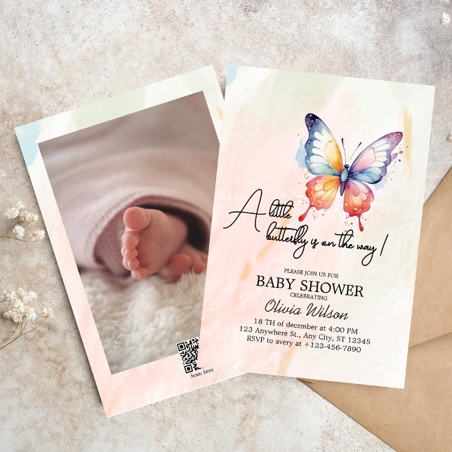 A little butterfly pastel whimsical Baby Shower  Invitation (Creator Uploaded)