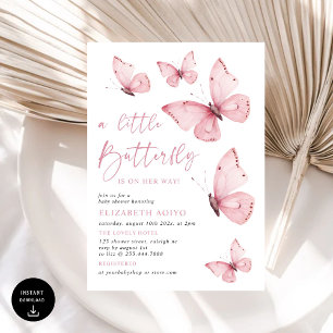 A Little Butterfly Pink Baby Shower Invitation