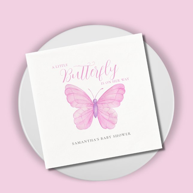 A Little Butterfly Pink Baby Shower Napkin (Creator Uploaded)