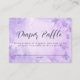 A Little Butterfly Purple Shower Diaper Raffle Enclosure Card