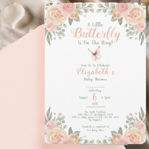A Little Butterfly Rounded Baby Shower  Invitation