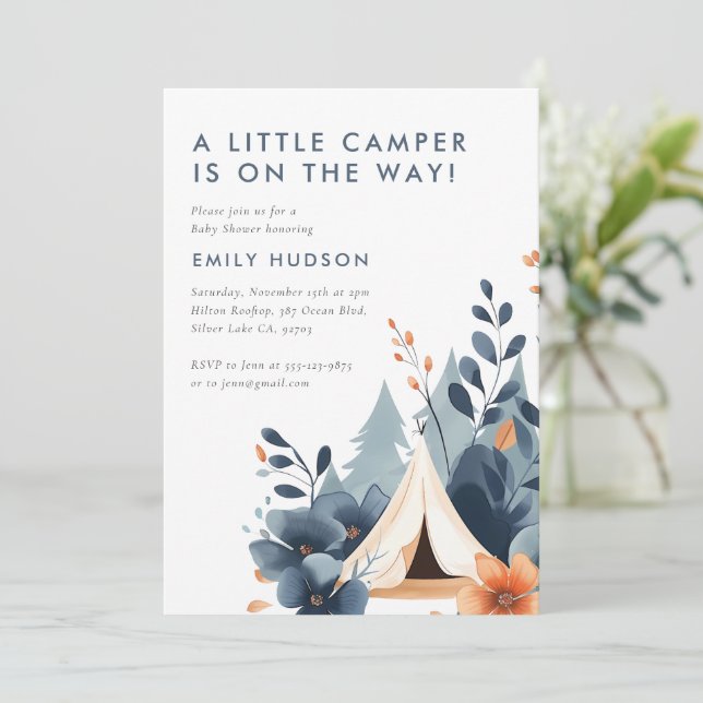 A Little Camper Forest Baby Shower Invitation (Standing Front)