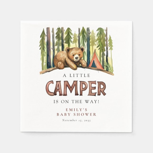 A Little Camper Forest Baby Shower Napkin (Front)