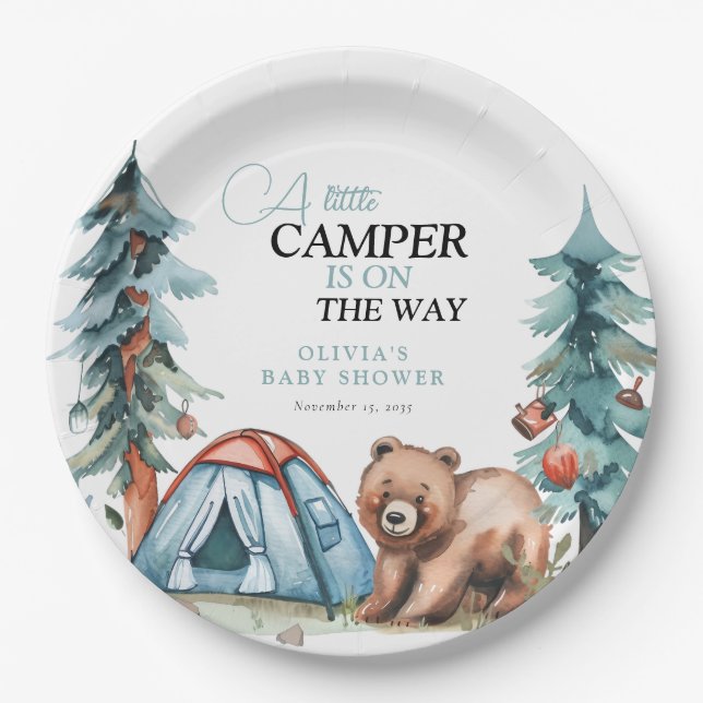A Little Camper Forest Baby Shower Paper Plate (Front)