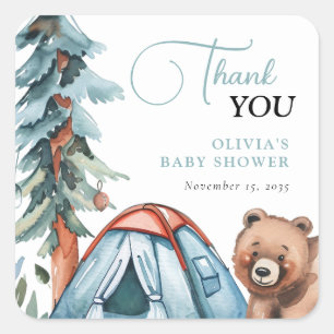 A Little Camper Forest Baby Shower Square Sticker